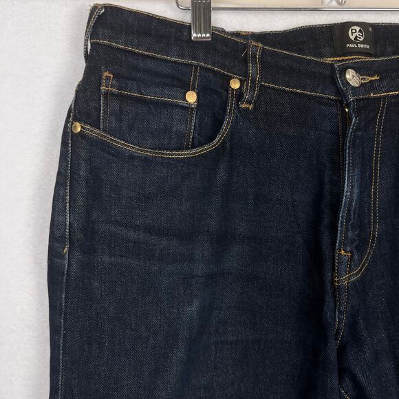 NEW PS by Paul Smith Tapered Fit Blue Dark Wash Denim Jeans 31X34 Tall - Picture 11 of 16